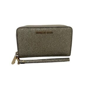 Michael Kors Jet Set Travel Continental Wallet, Pale Gold Glitter, Zip Around